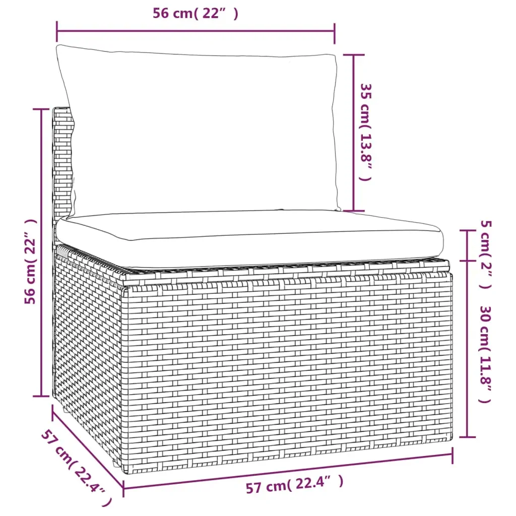 Garden Sofa with Cushion Grey 57x57x56 cm Poly Rattan Price