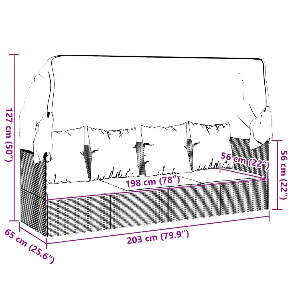 Outdoor Lounge Bed with Roof and Cushions Poly Rattan Price