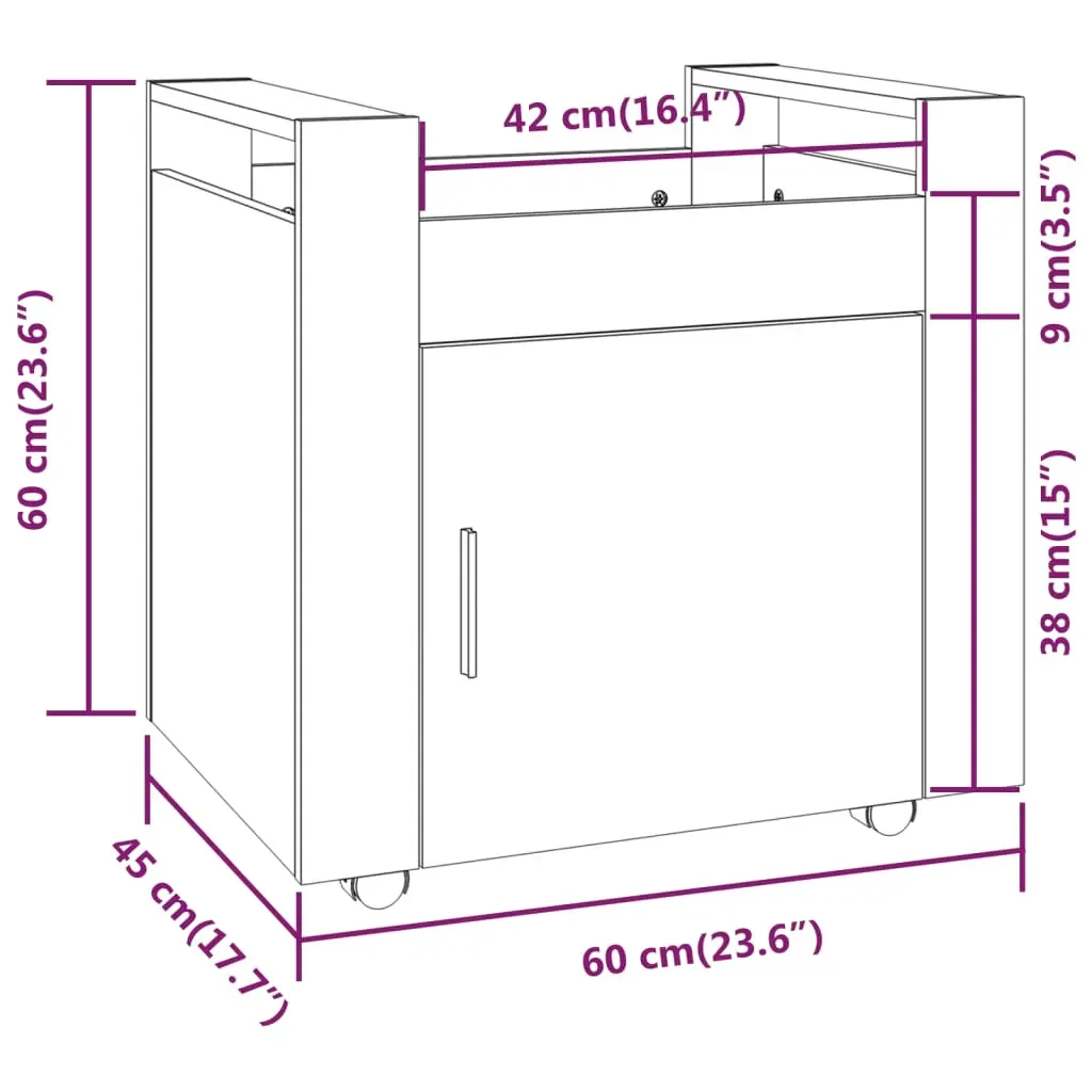 Desk Trolley 60x45x60 cm Engineered Wood Price