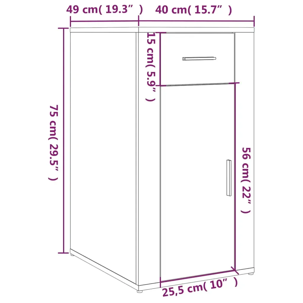 Desk Cabinet 40x49x75 cm Engineered Wood Price