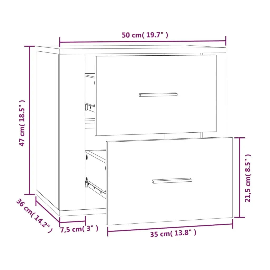 Detroit Wall-mounted Bedside Cabinet 50x36x47 cm Price