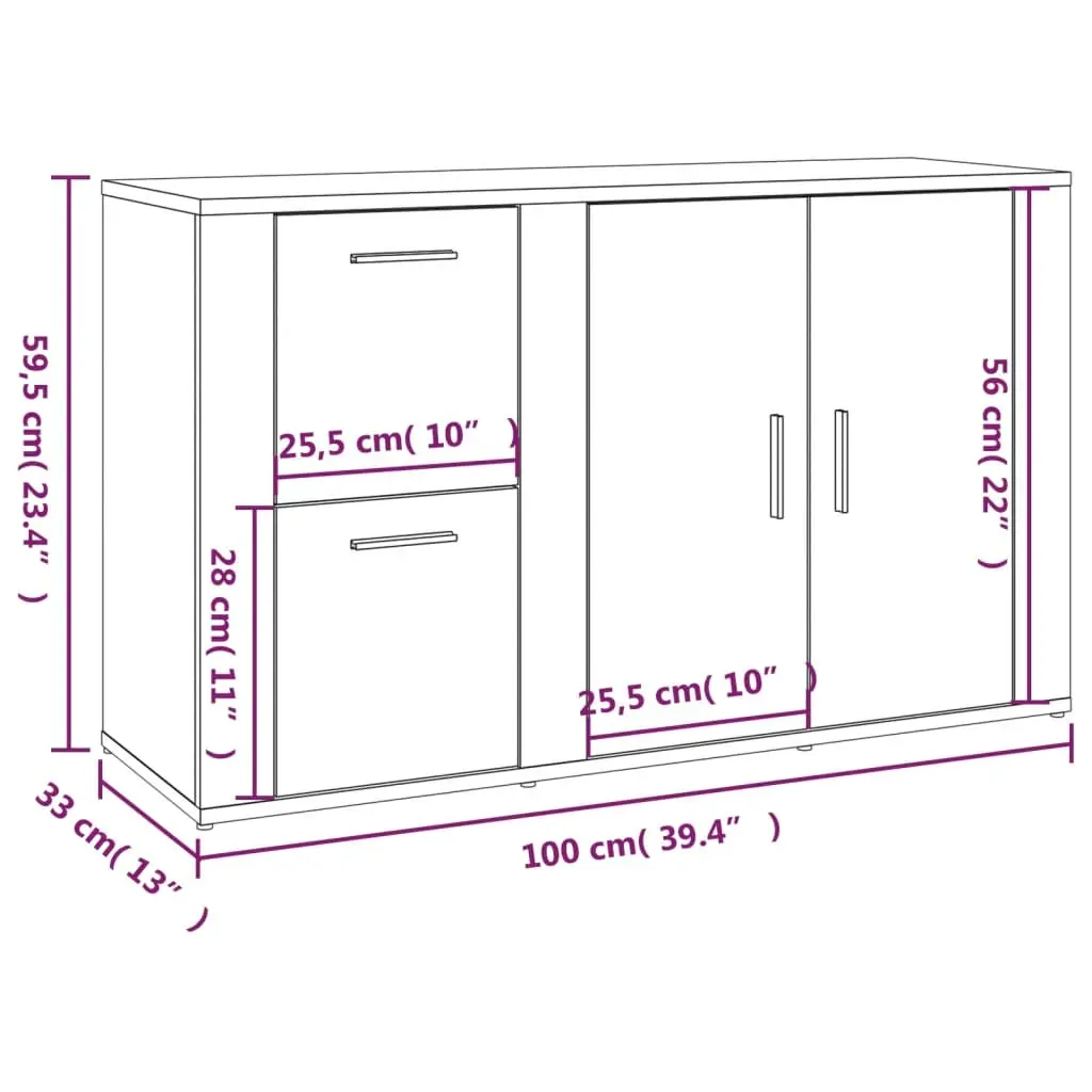 Sideboard 100x33x59.5 cm Engineered Wood Price