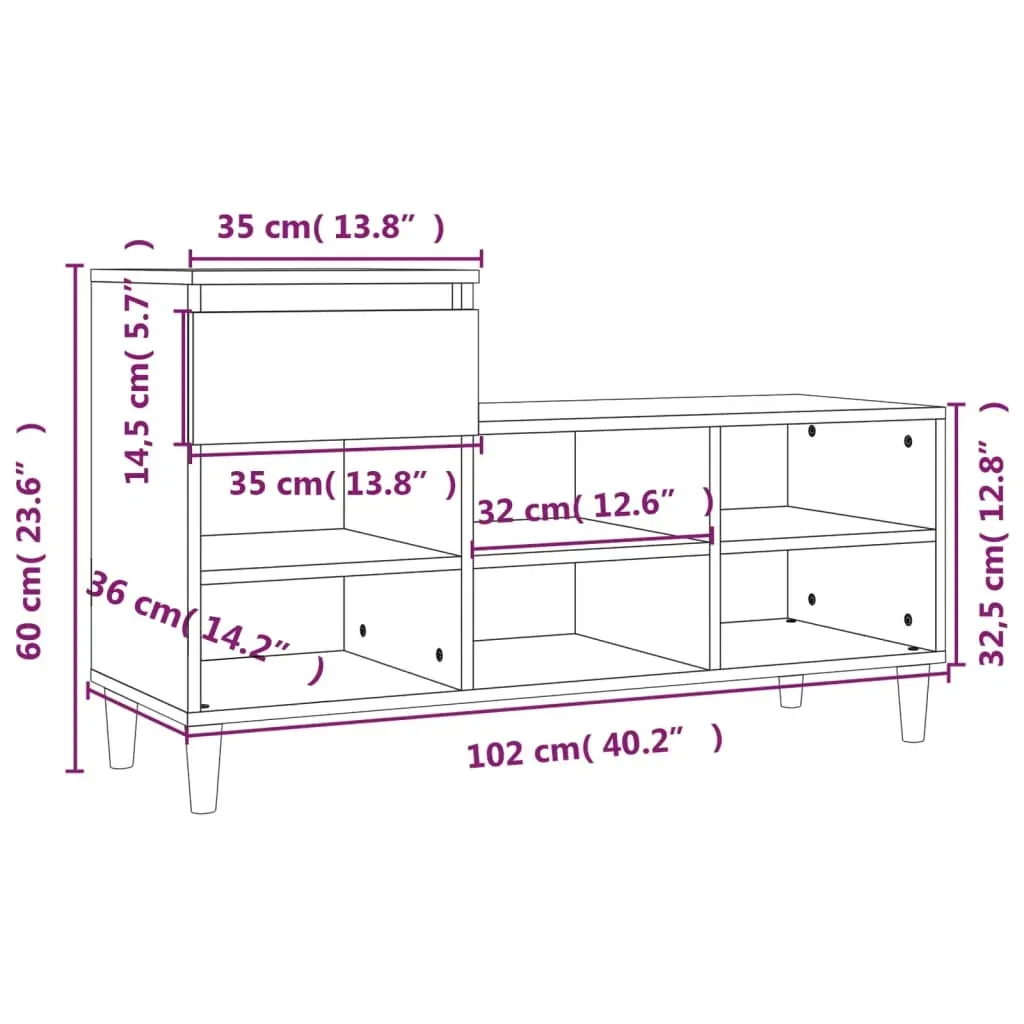 Shoe Cabinet 102x36x60 cm Engineered Wood Price