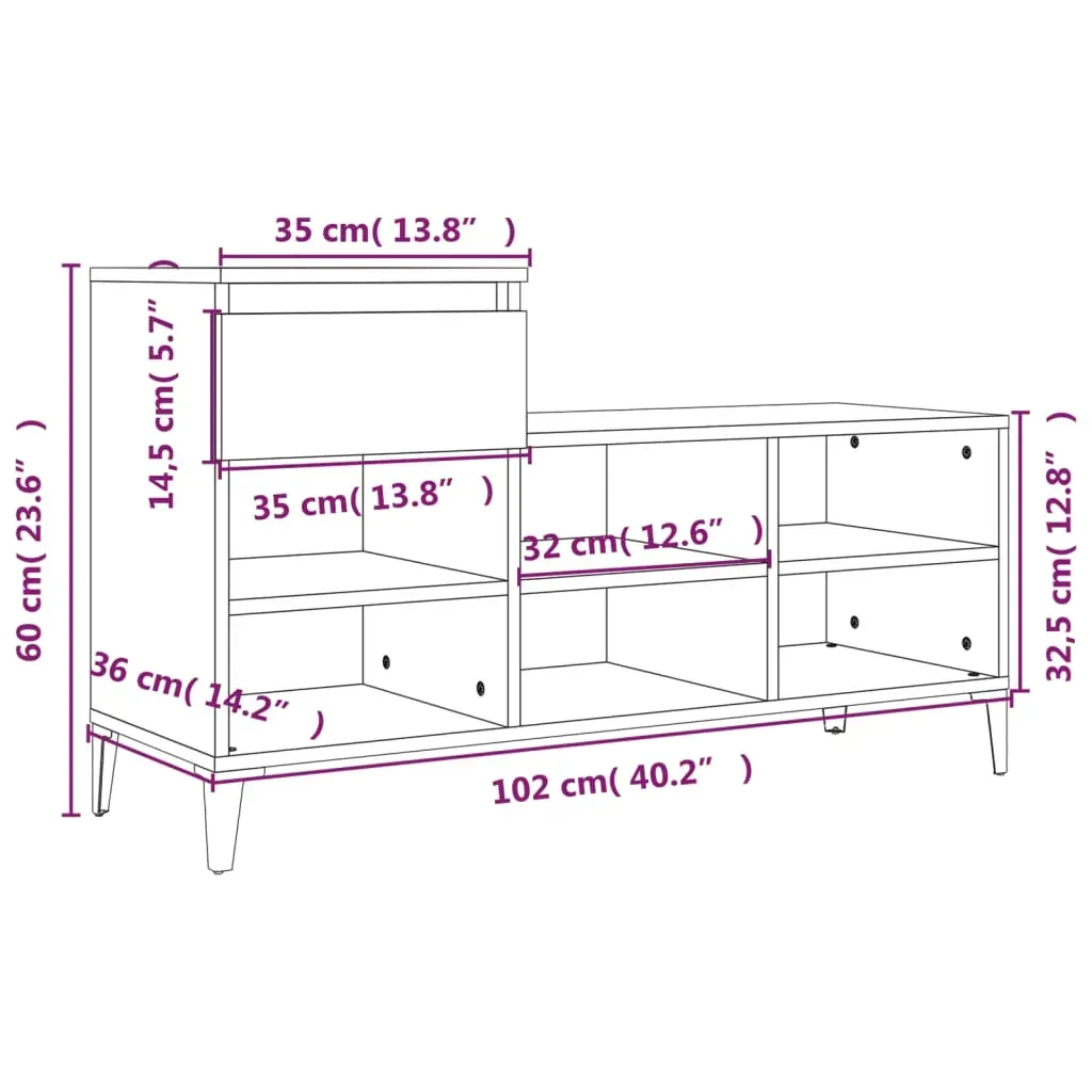 Shoe Cabinet 102x36x60 cm Engineered Wood Price