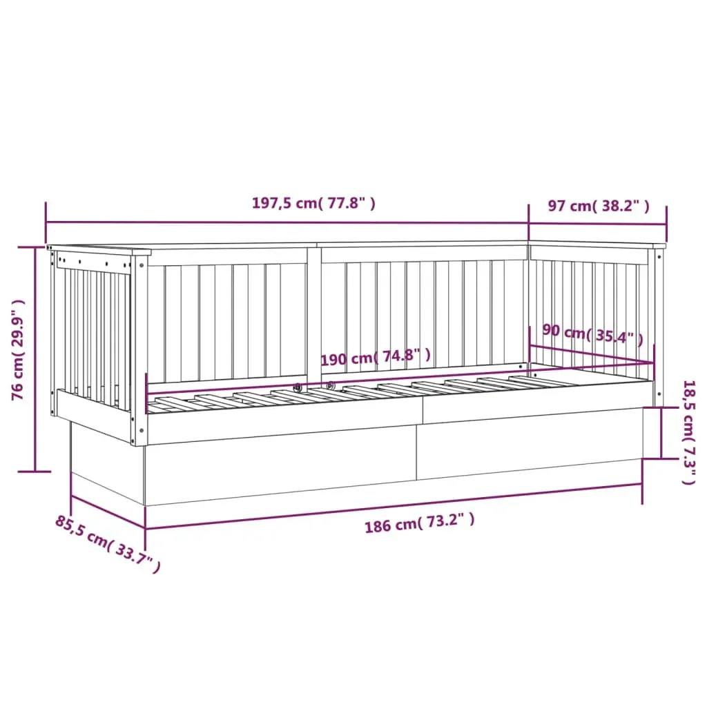 Abbey Day Bed 92x187 cm Single Bed Size Solid Wood Pine Price
