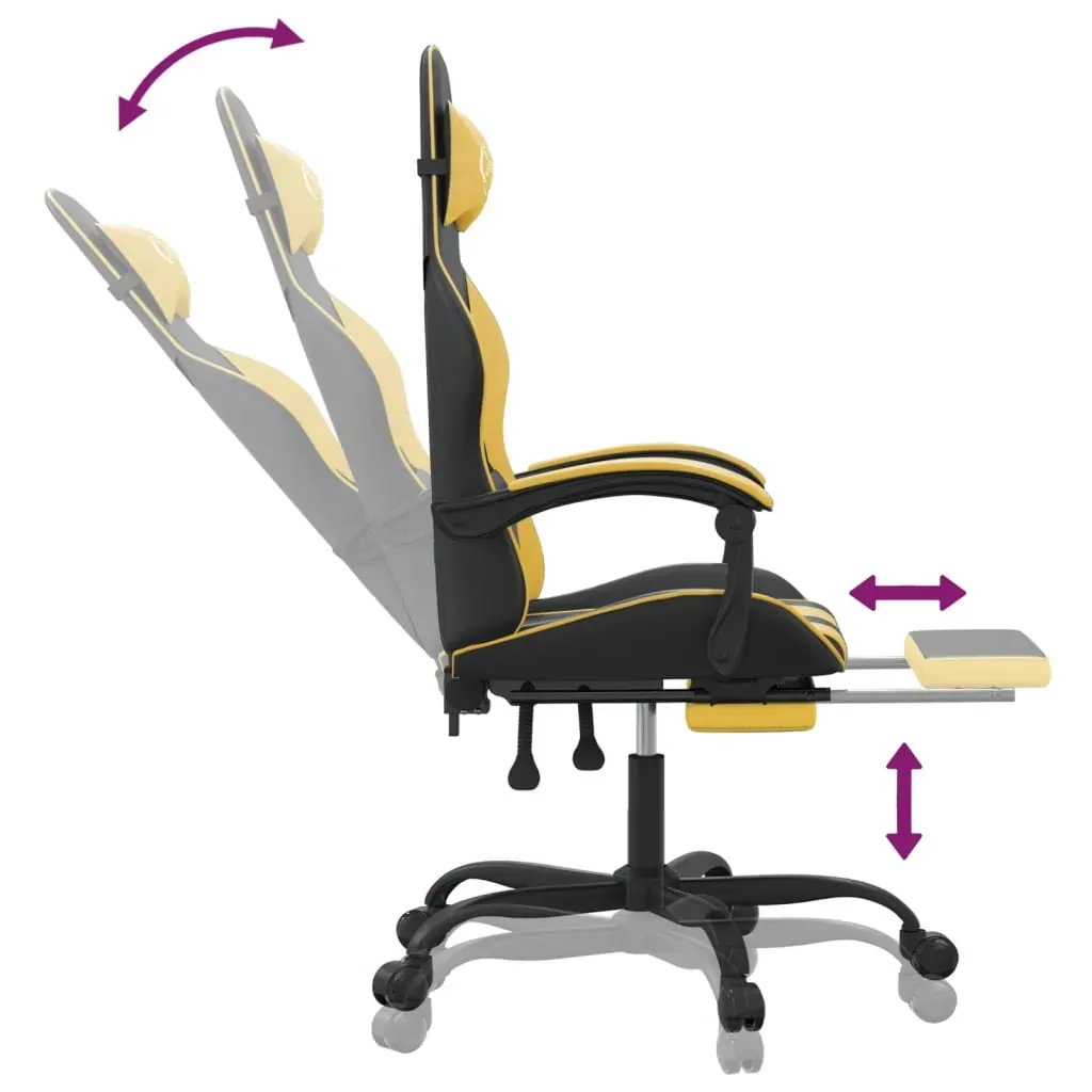Swivel Gaming Chair with Footrest Faux Leather Price