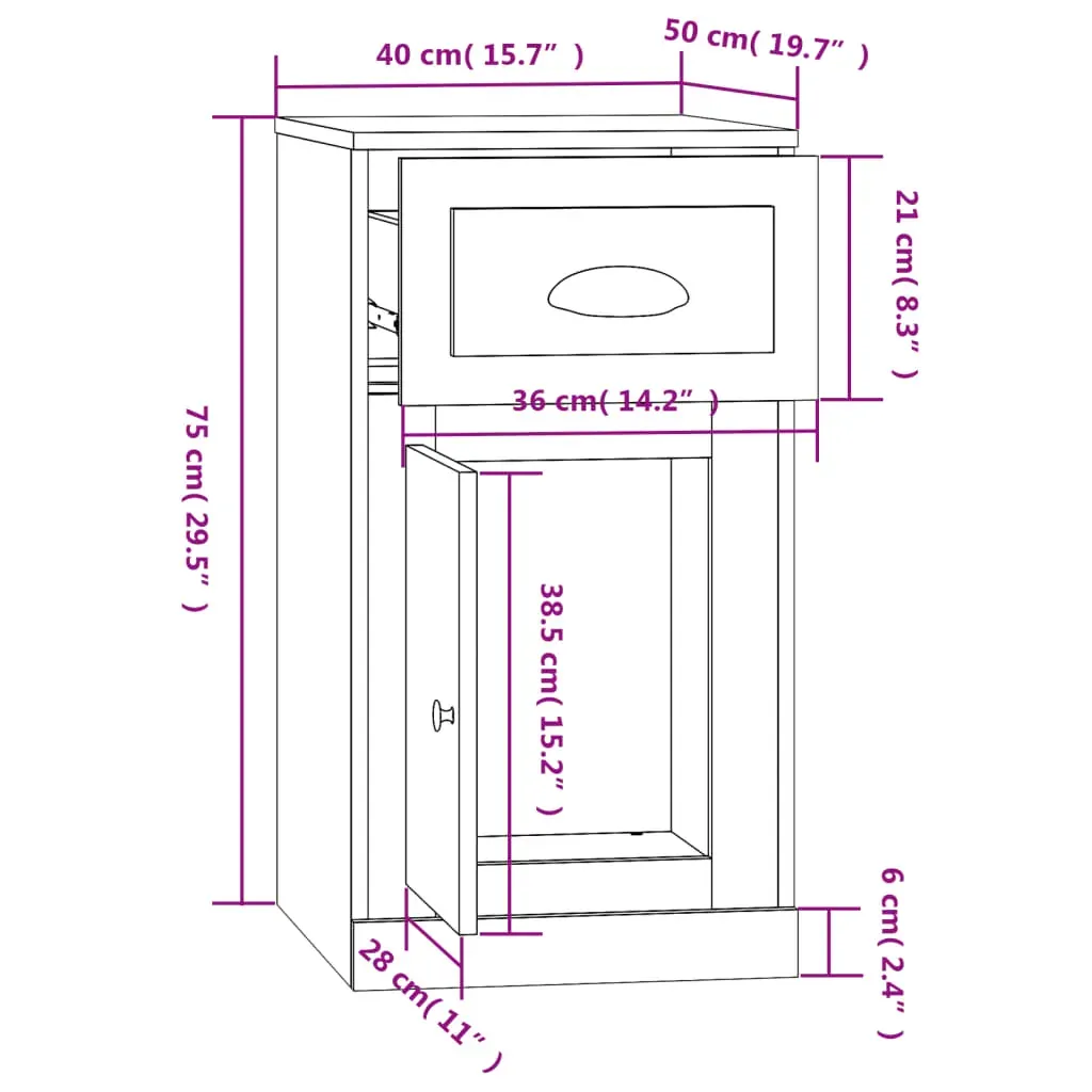 Side Cabinet with Drawer 40x50x75 cm Engineered Wood Price