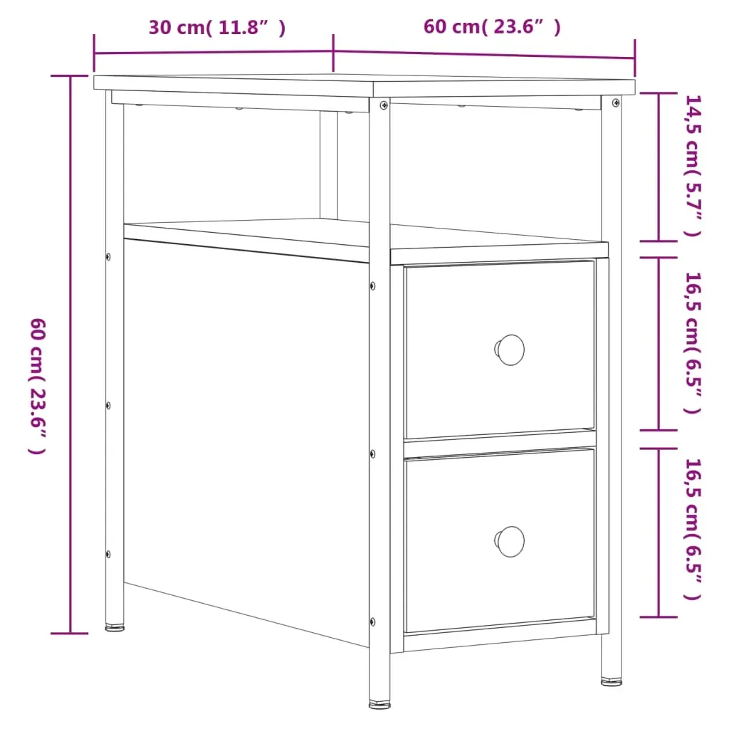 Bedside Cabinet 30x60x60 cm Engineered Wood Price