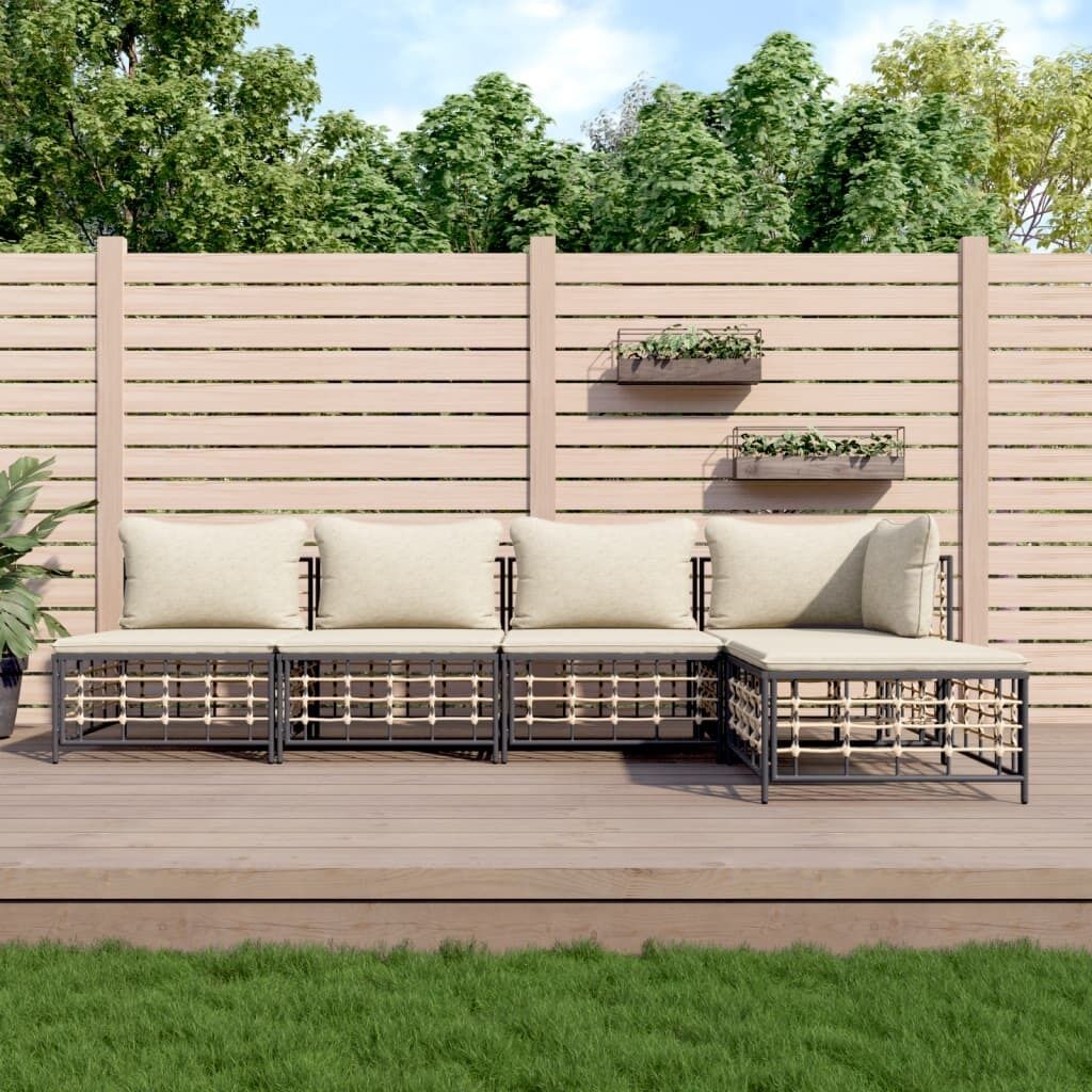 Garden Lounge Set with Cushions Anthracite Poly Rattan Price