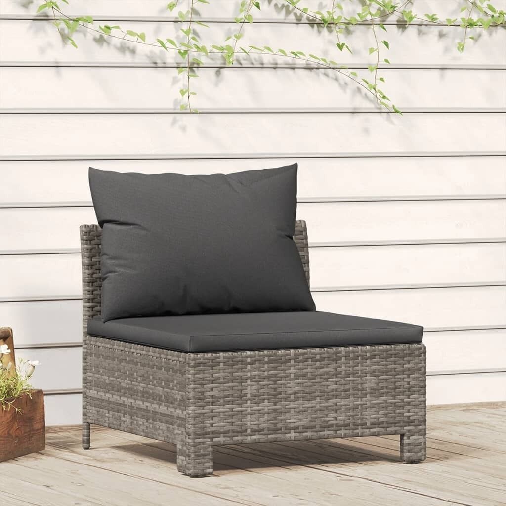 Garden Lounge Set with Cushions Grey Poly Rattan Price
