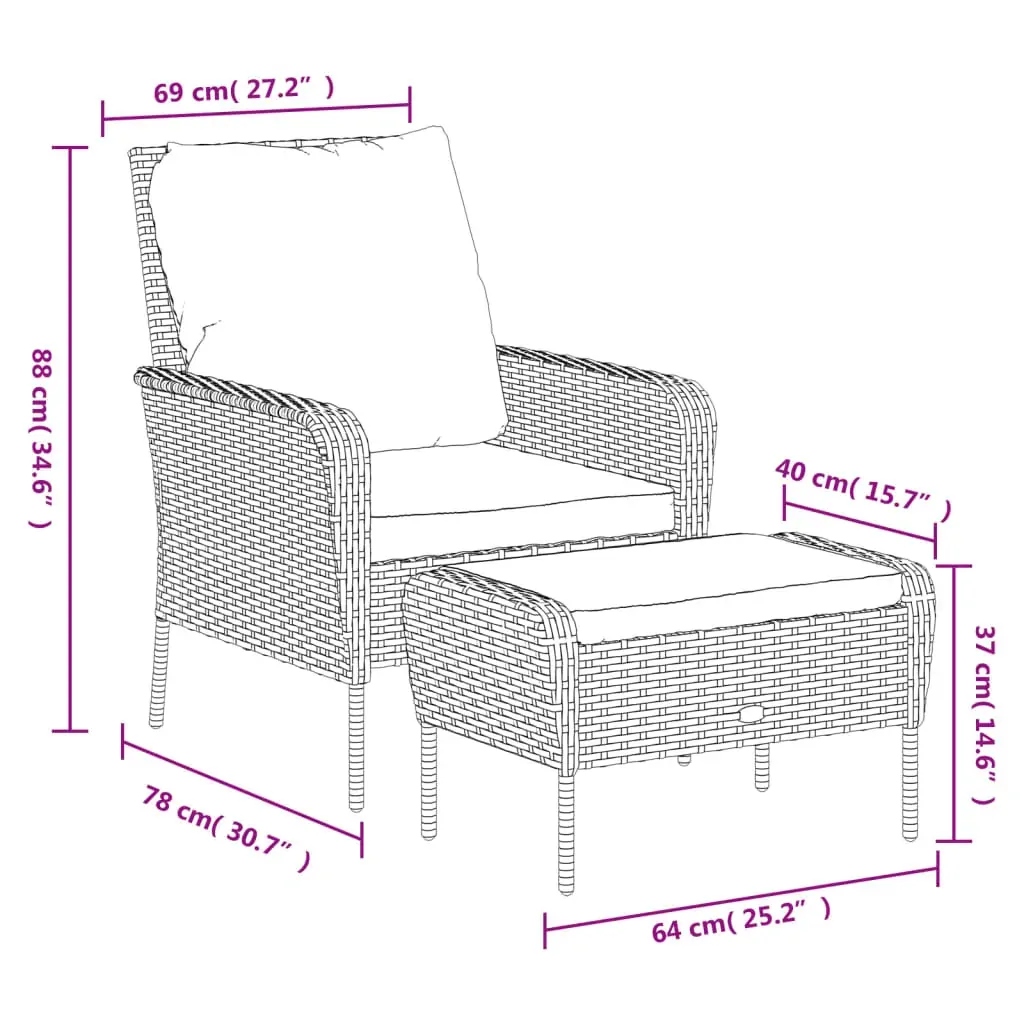 Garden Chair with Footstool Poly Rattan Price