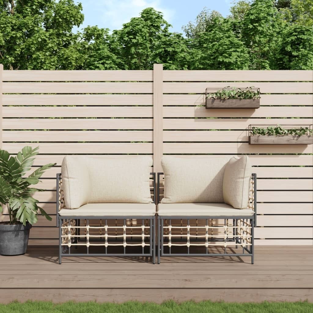 Garden Lounge Set with Cushions Anthracite Poly Rattan Price