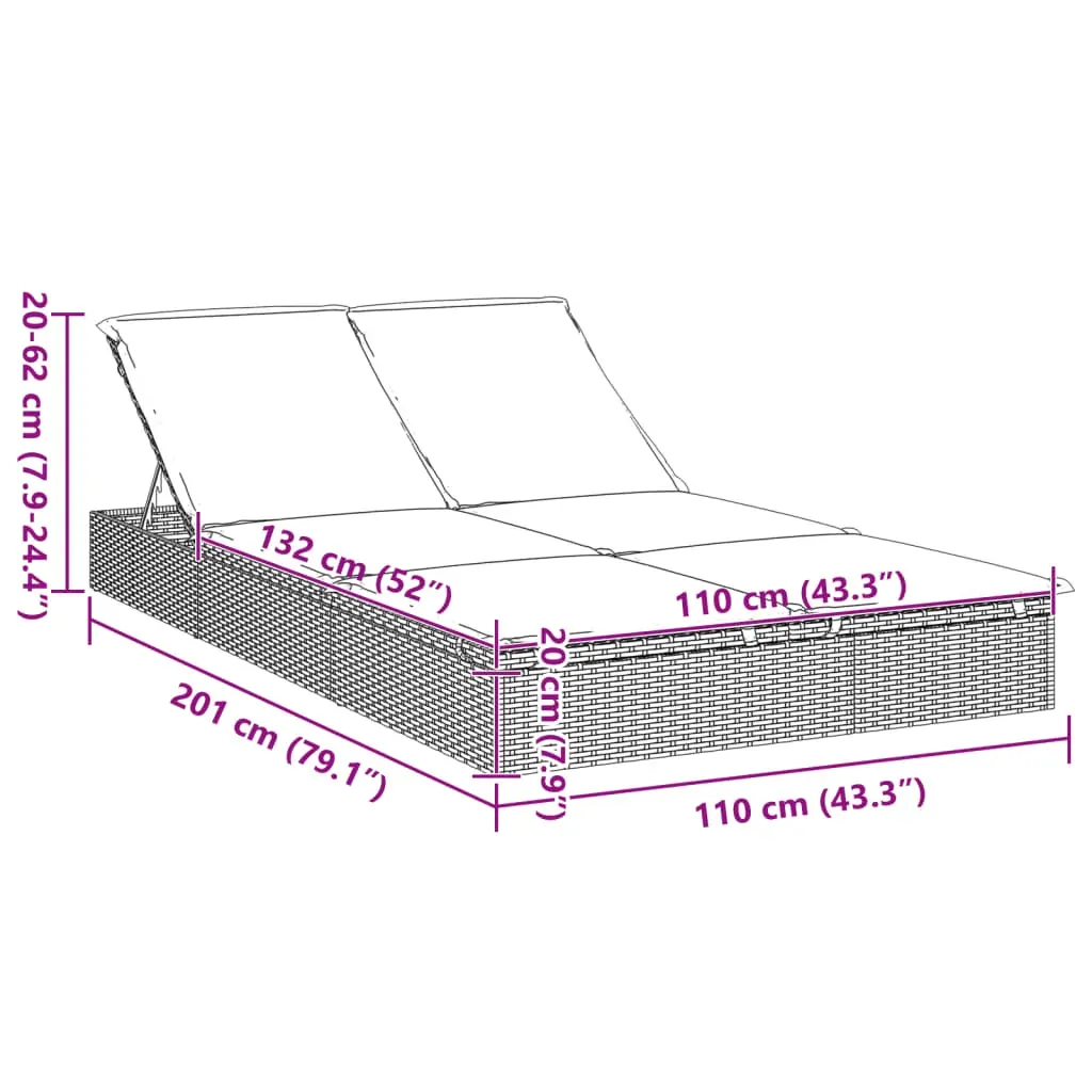 2-Person Sunbed with Cushions Poly Rattan Price
