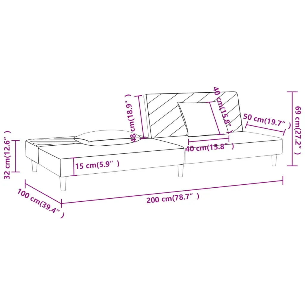 Wahiawa 2-Seater Sofa Bed with Two Pillows Fabric Price