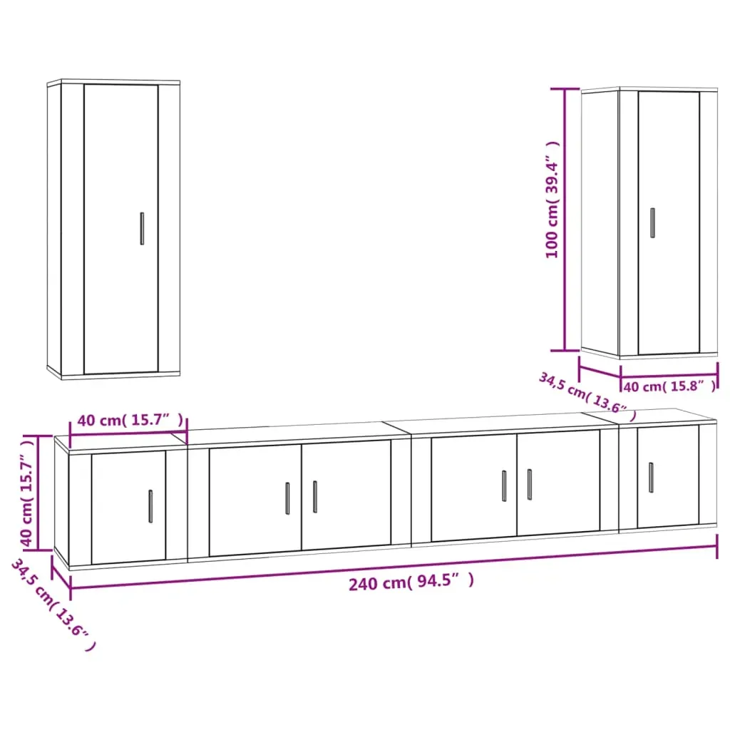 6 Piece TV Cabinet Set Engineered Wood Price