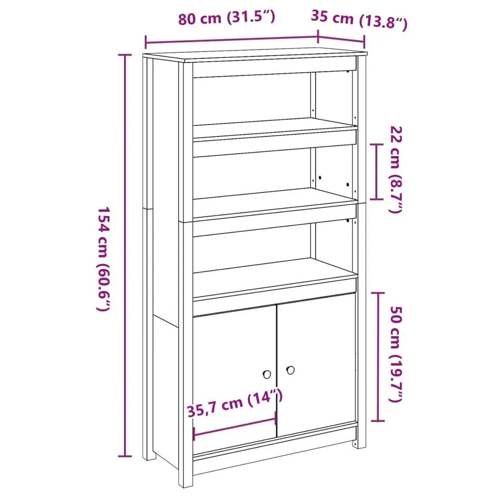 Highboard 80x35x154 cm Solid Pine Wood Price