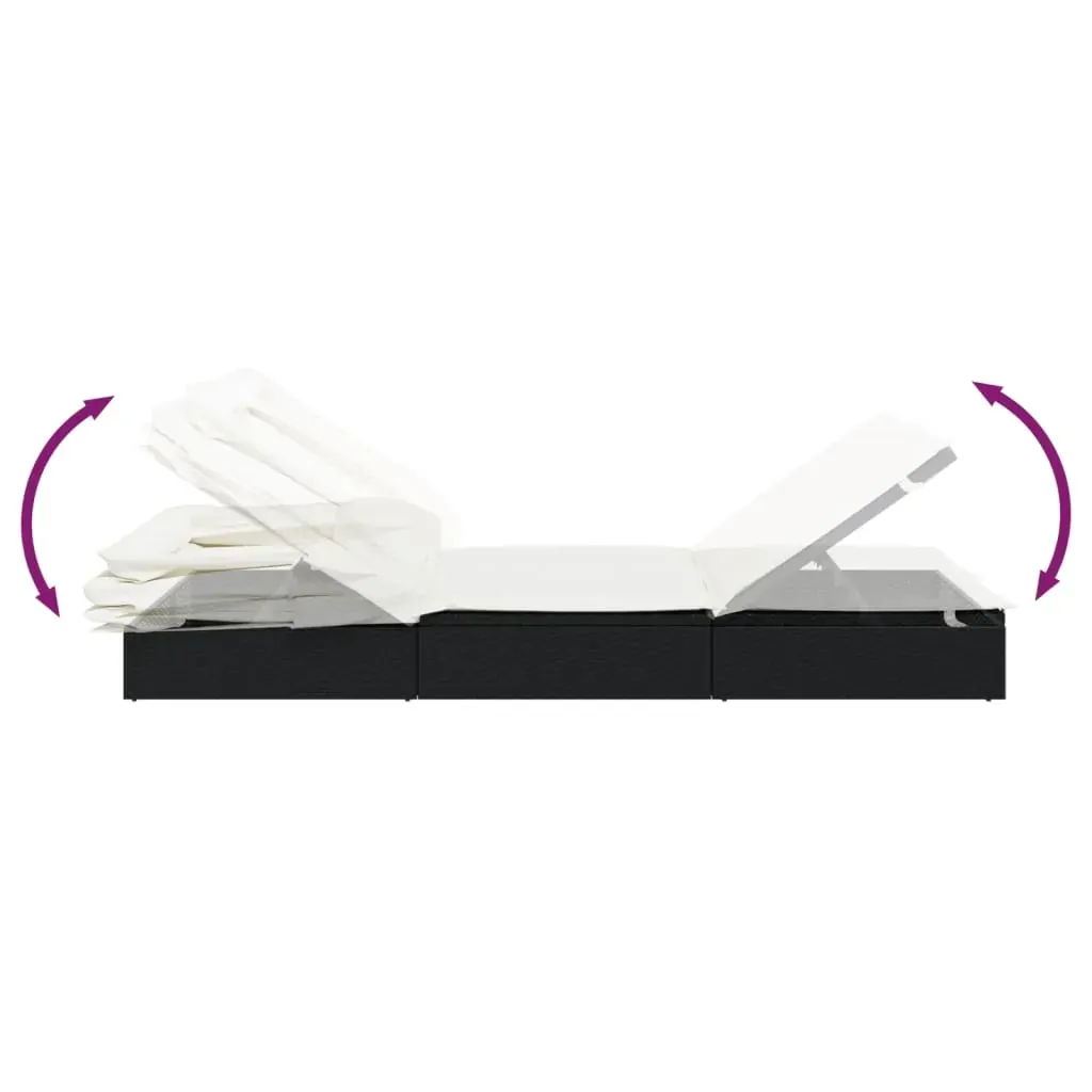 2-Person Sunbed with Foldable Roof 213x118x97 cm Poly Rattan Price
