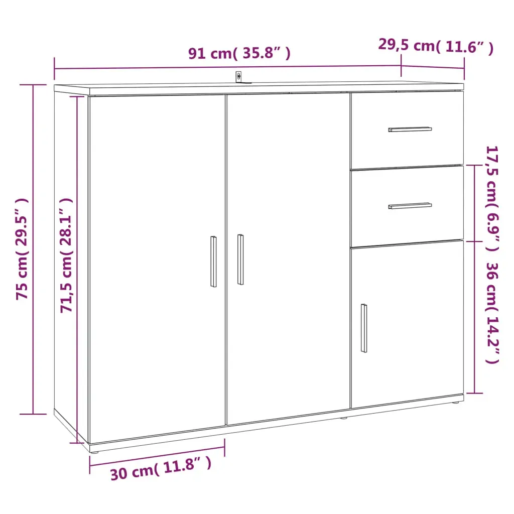 Sideboard 91x29.5x75 cm Engineered Wood Price
