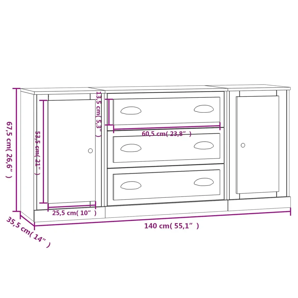 Sideboards 3 pcs Engineered Wood Price
