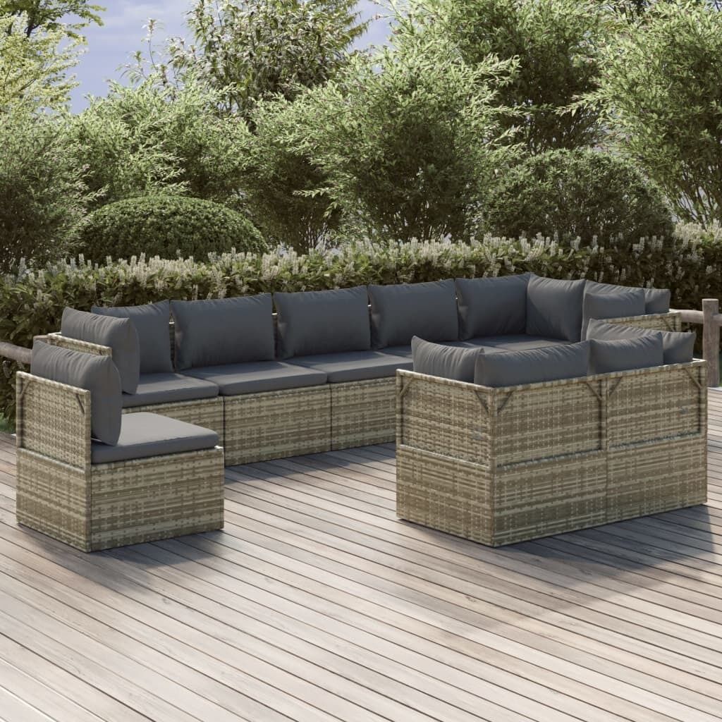 Garden Lounge Set with Cushions Grey Poly Rattan Price