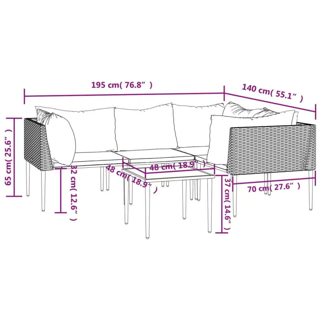 Garden Lounge Set with Cushions Grey Poly Rattan Price