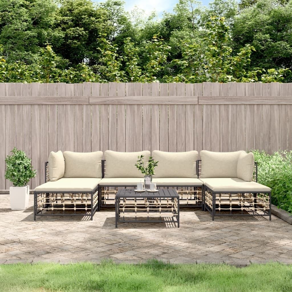 Garden Lounge Set with Cushions Anthracite Poly Rattan Price