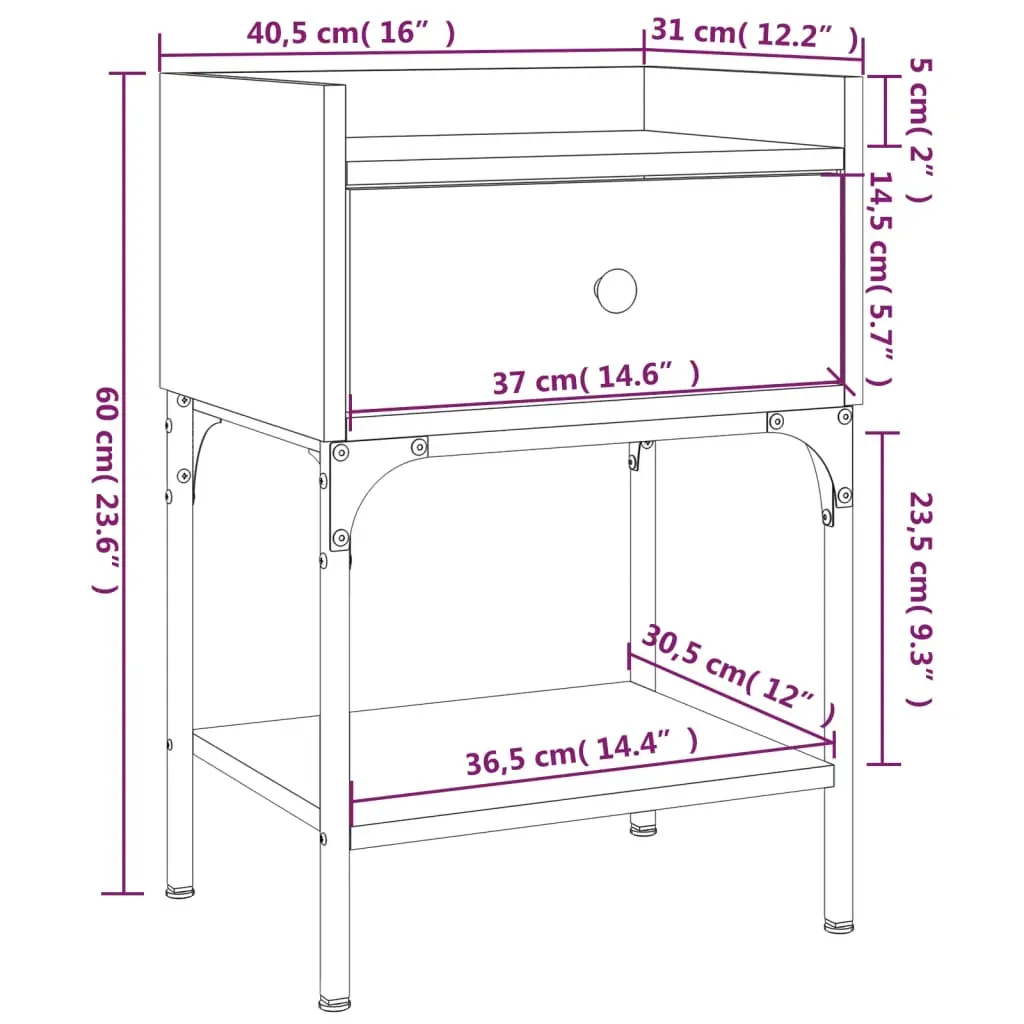 Bedside Table 40.5x31x60 cm Engineered Wood Price