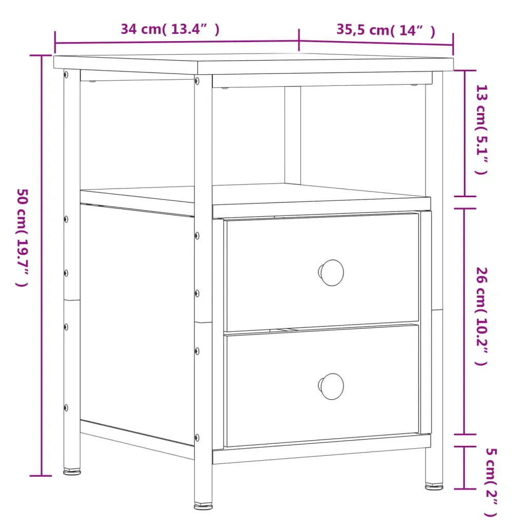 Bedside Cabinet 34x35.5x50 cm Engineered Wood Price
