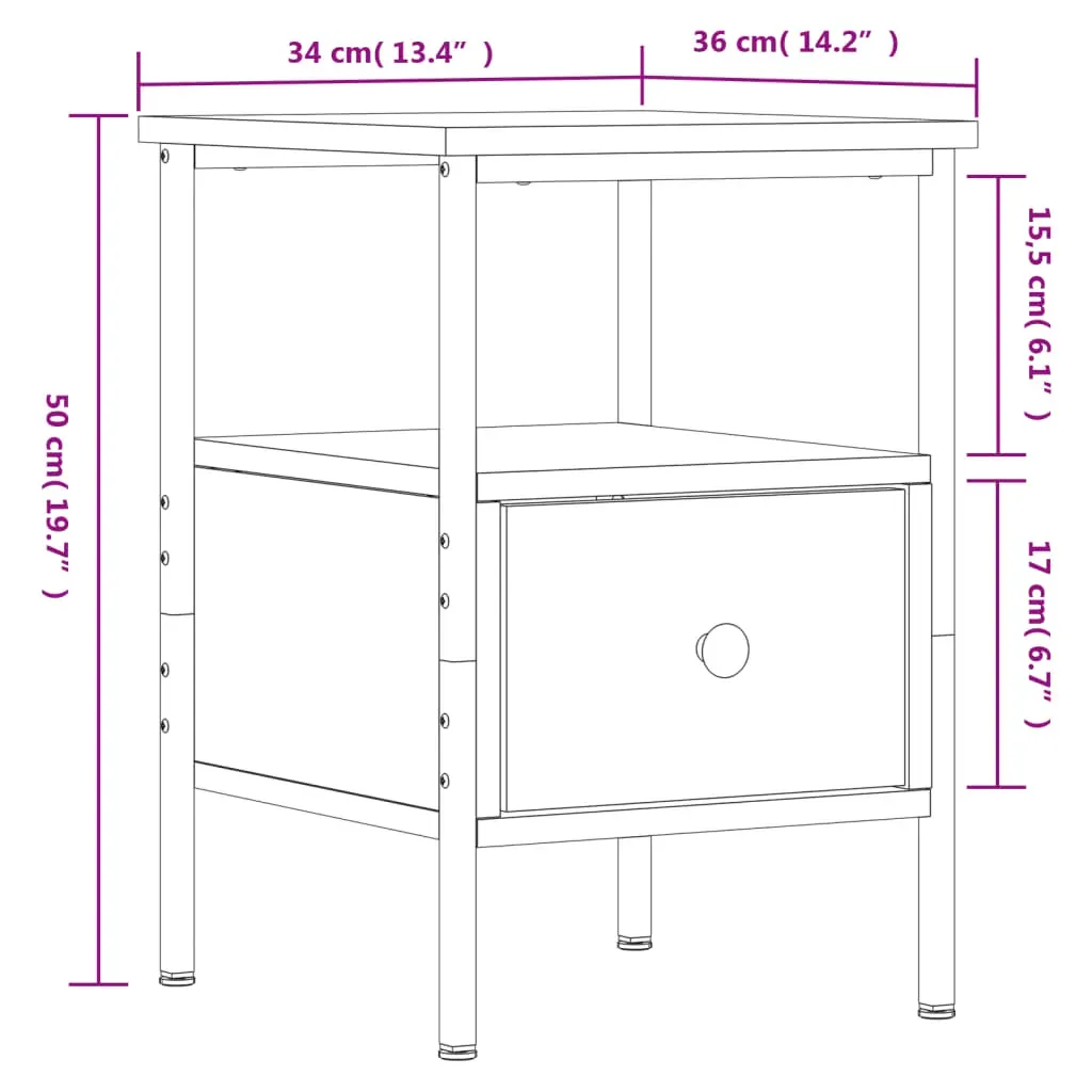 Bedside Cabinet 34x36x50 cm Engineered Wood Price