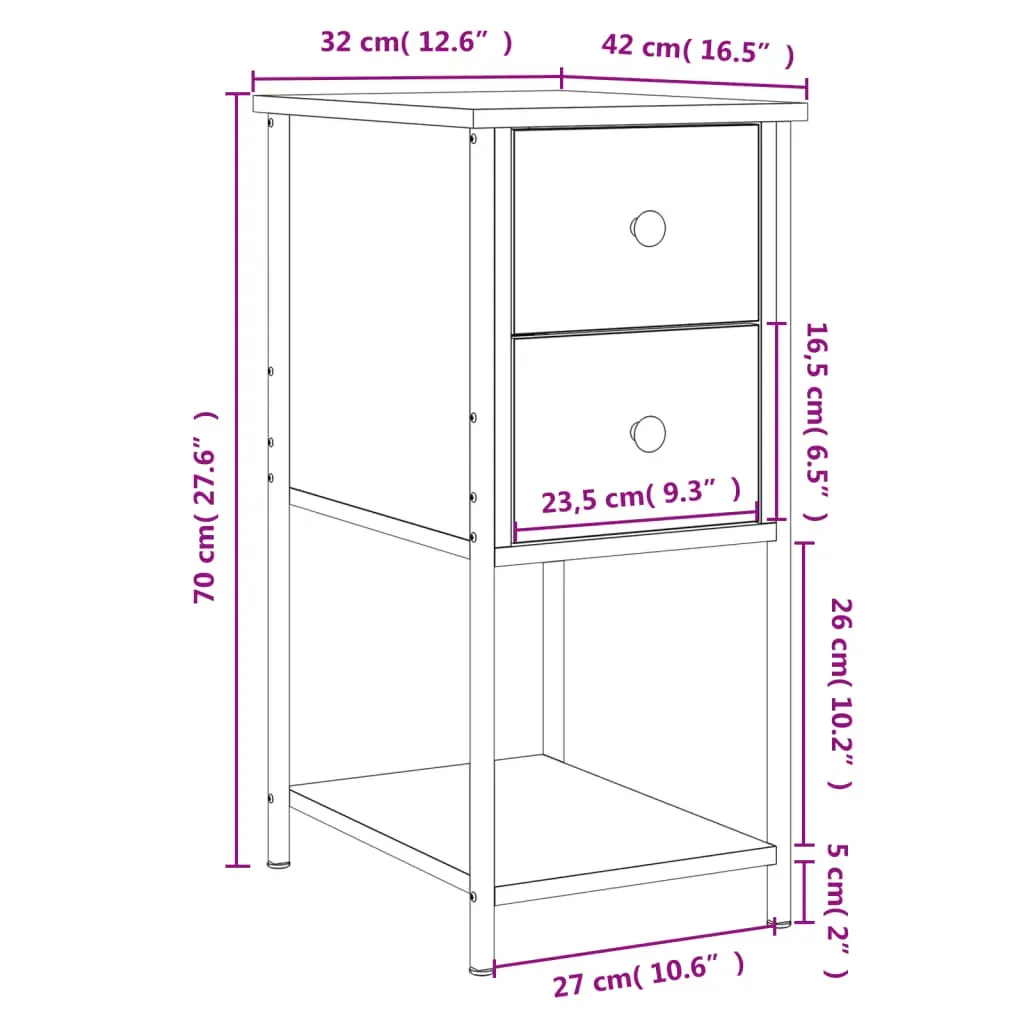 Bedside Cabinet 32x42x70 cm Engineered Wood Price