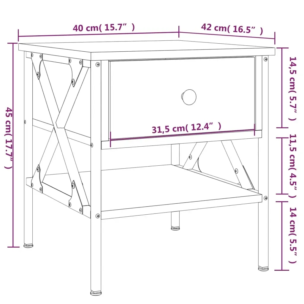 Bedside Table 40x42x45 cm Engineered Wood Price