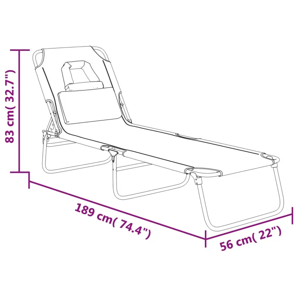 Folding Sun Lounger Oxford Fabric and Powder-coated Steel Price