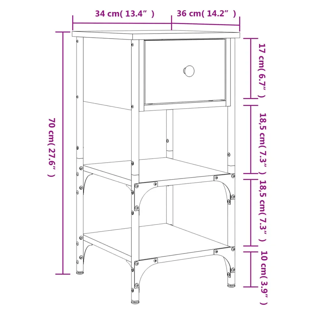 Bedside Cabinet 34x36x70 cm Engineered Wood Price