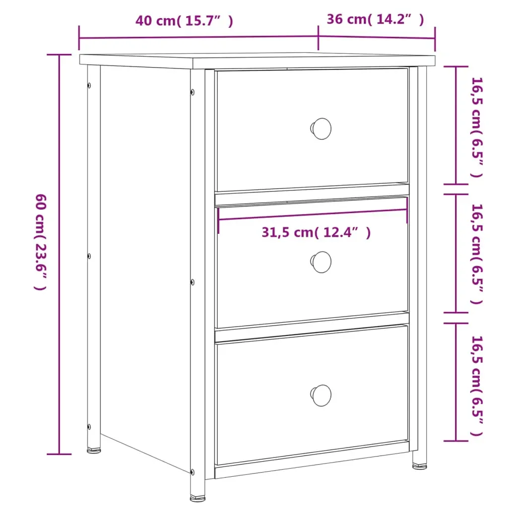 Bedside Cabinet 40x36x60 cm Engineered Wood Price