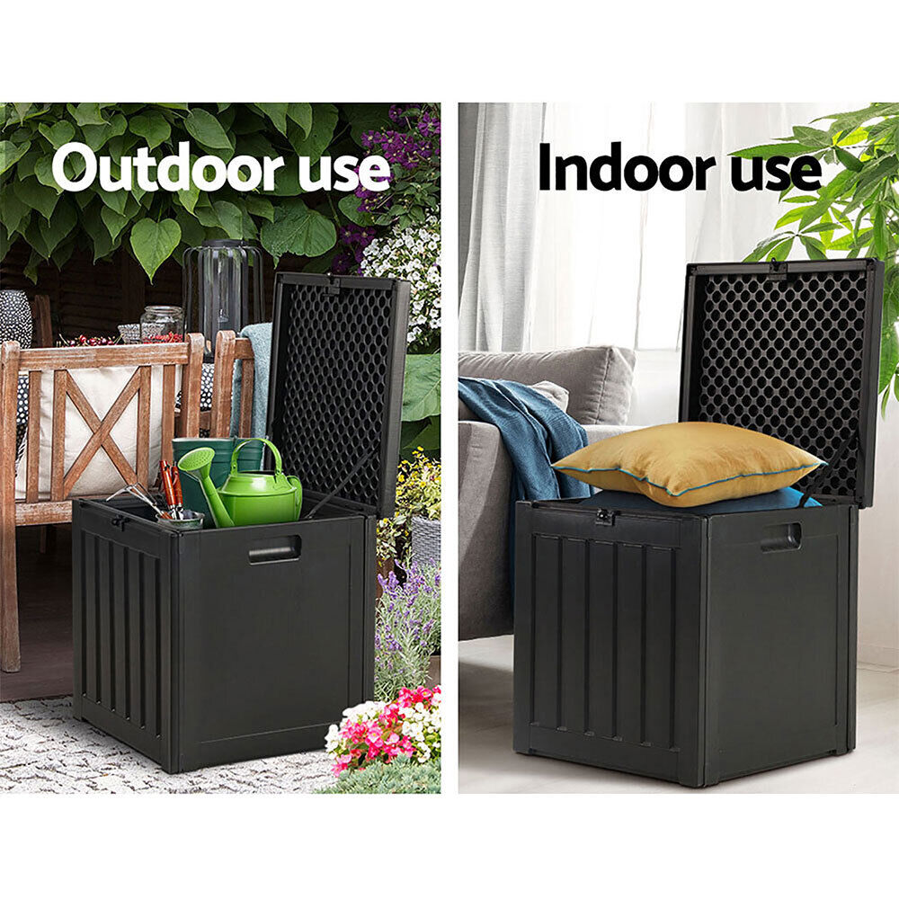 Outdoor Storage Box 80L Container Lockable Garden Toy Tool Shed Black Price