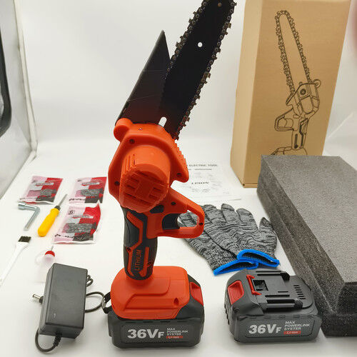 6" Mini Orange Cordless Electric Chainsaw 2X Battery-Powered Wood Cutter Rechargeable Price