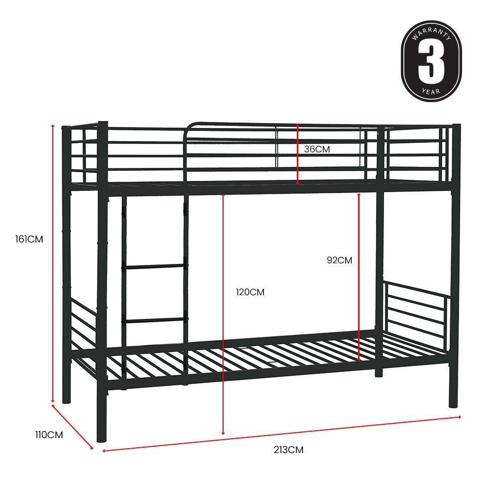 Kingston Sl2in1 King Single Metal Bunk Bed Frame, with Modular Design, Dark Matte Grey Price