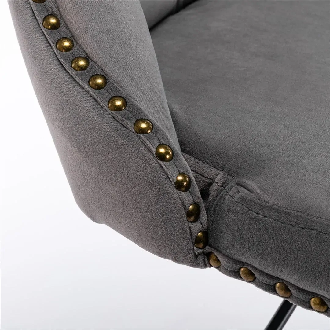 4x Height Adjustable Swivel Bar Stool Velvet Nailhead Barstool with Footrest Price
