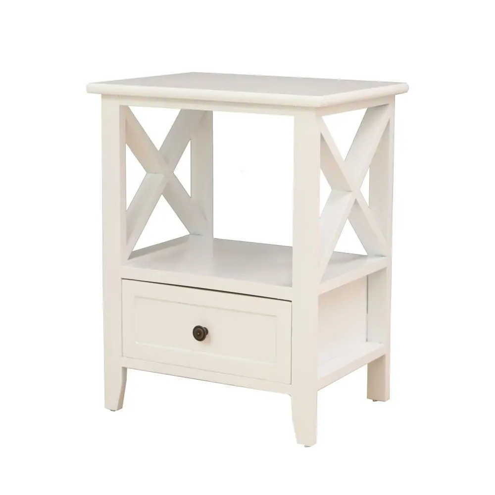 2-tier Bedside Table with Storage Drawer 2 PC - Rustic White Price