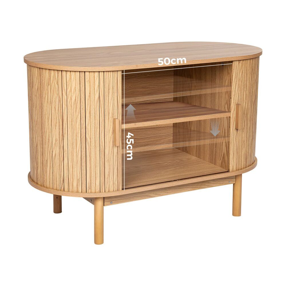 Natural Wood Ribbed Sideboard Cabinet Price