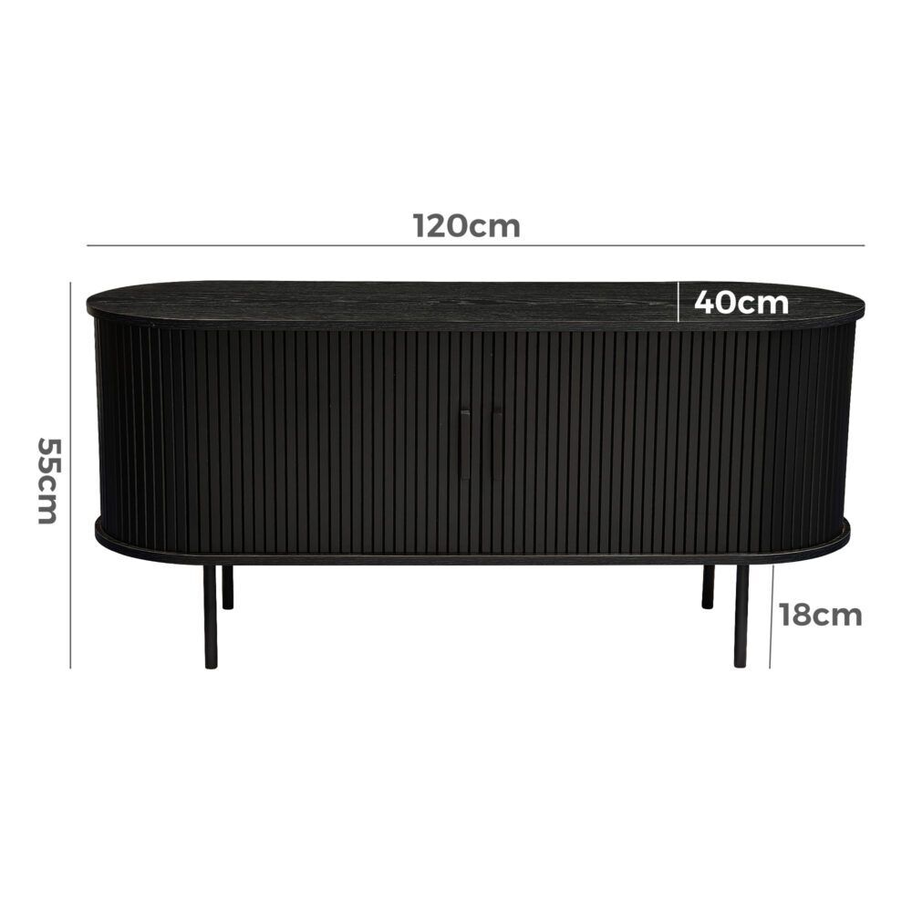 Ribbed Black Sideboard with Sliding Doors Price