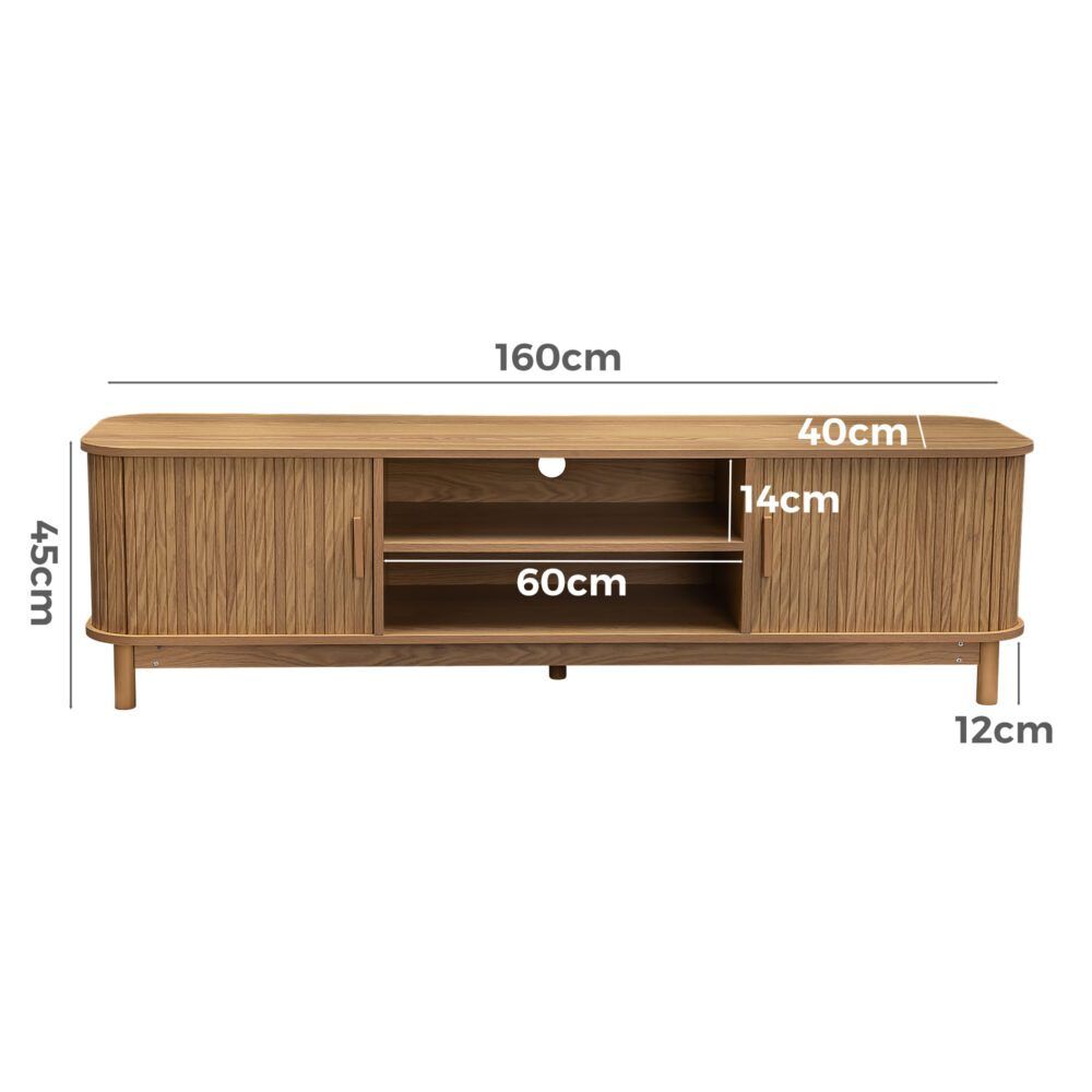 160cm Ribbed Natural Entertainment Unit Price