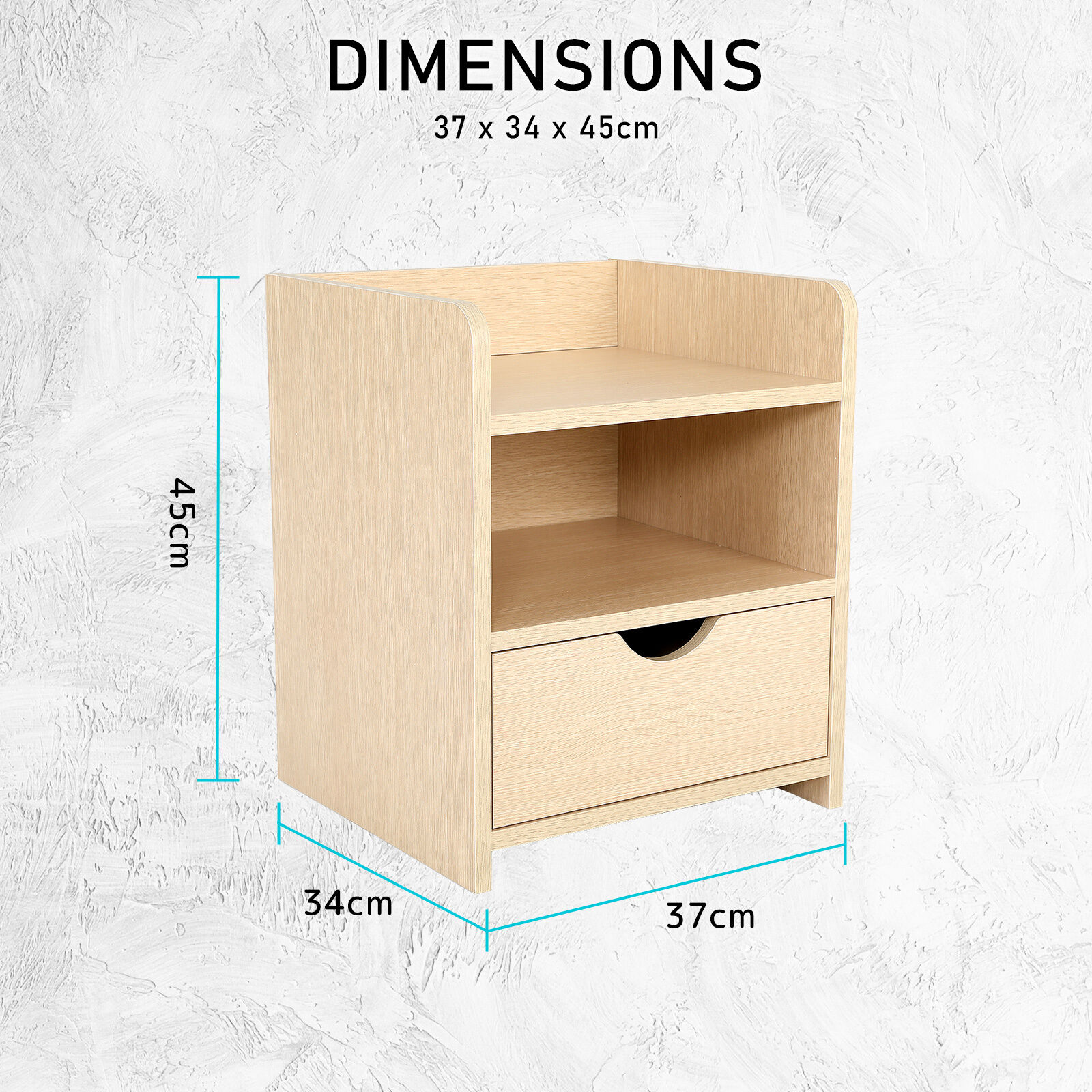 2X Bedside Table Side Storage Cabinet Nightstand Bedroom 1 Drawer 2 Shelf LARK OAK Price