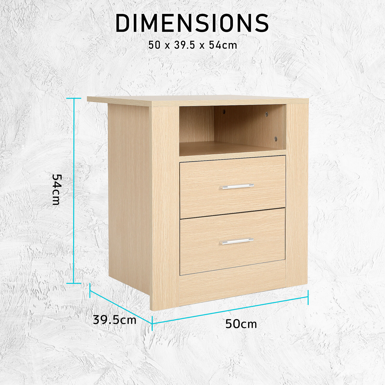 2X Bedside Table Side Storage Cabinet Nightstand Bedroom 2 Drawer 1 Shelf ZURI OAK Price