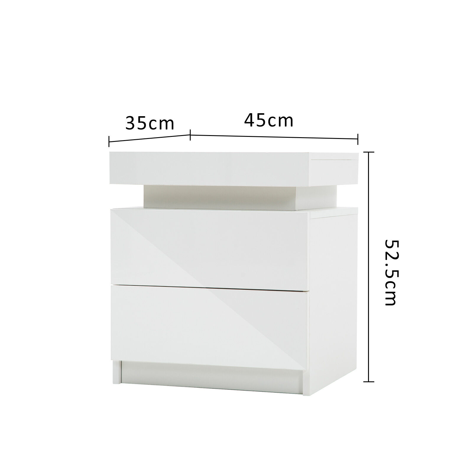 2X Bedside Table 2 Drawers RGB LED Bedroom Cabinet Nightstand Gloss AURORA WHITE Price