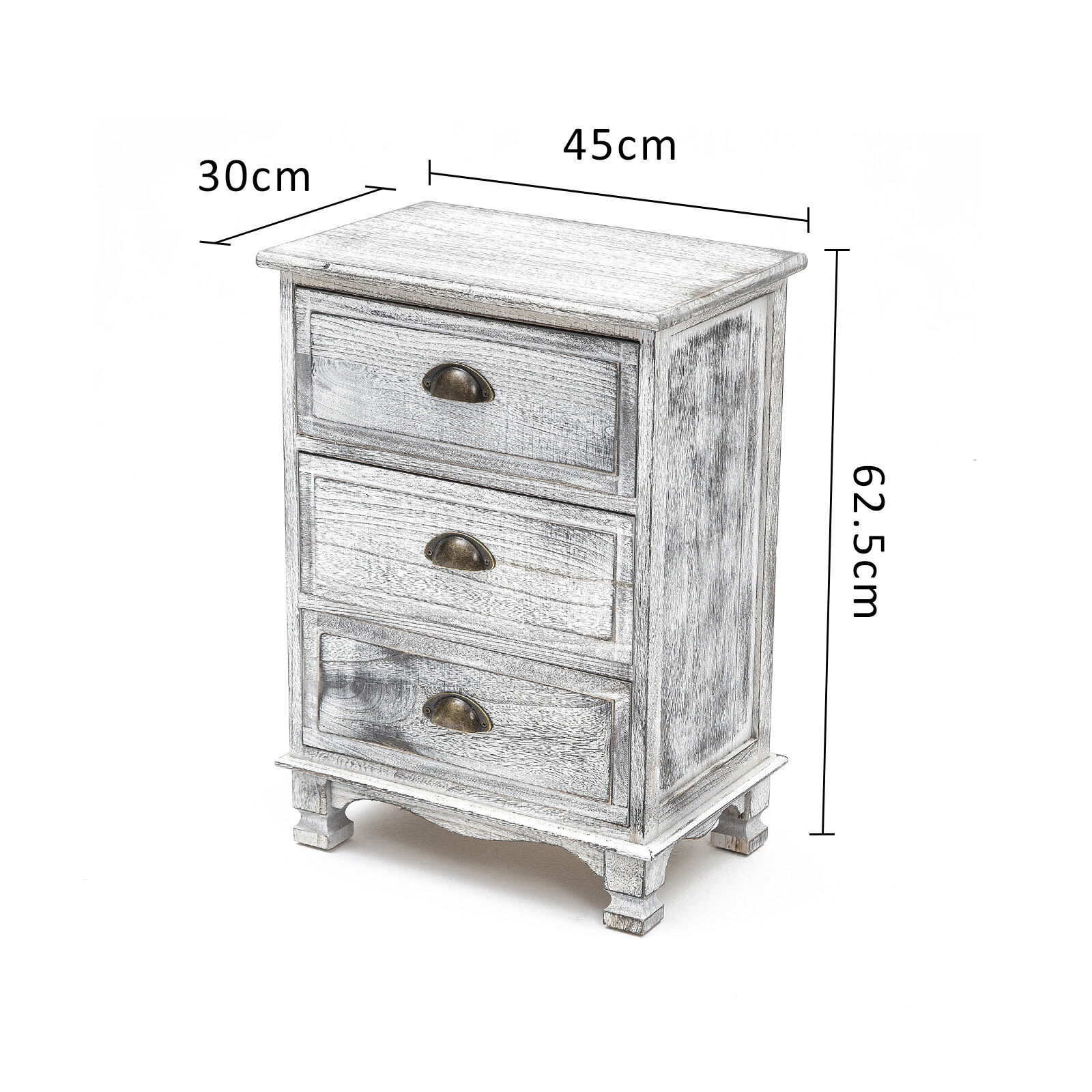 2X Bedside Table 3 Drawer Vintage Side Table Storage Cabinet Bedroom CLARA GREY Price