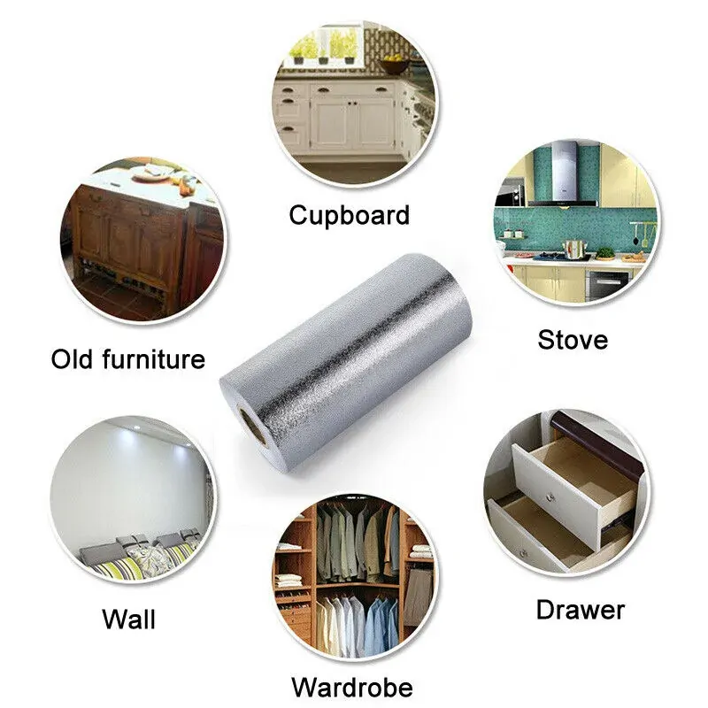 Aluminum Foil Sticker Self Adhesive Oil-proof Waterproof Kitchen Cabinet Wall(60*300cm) Price
