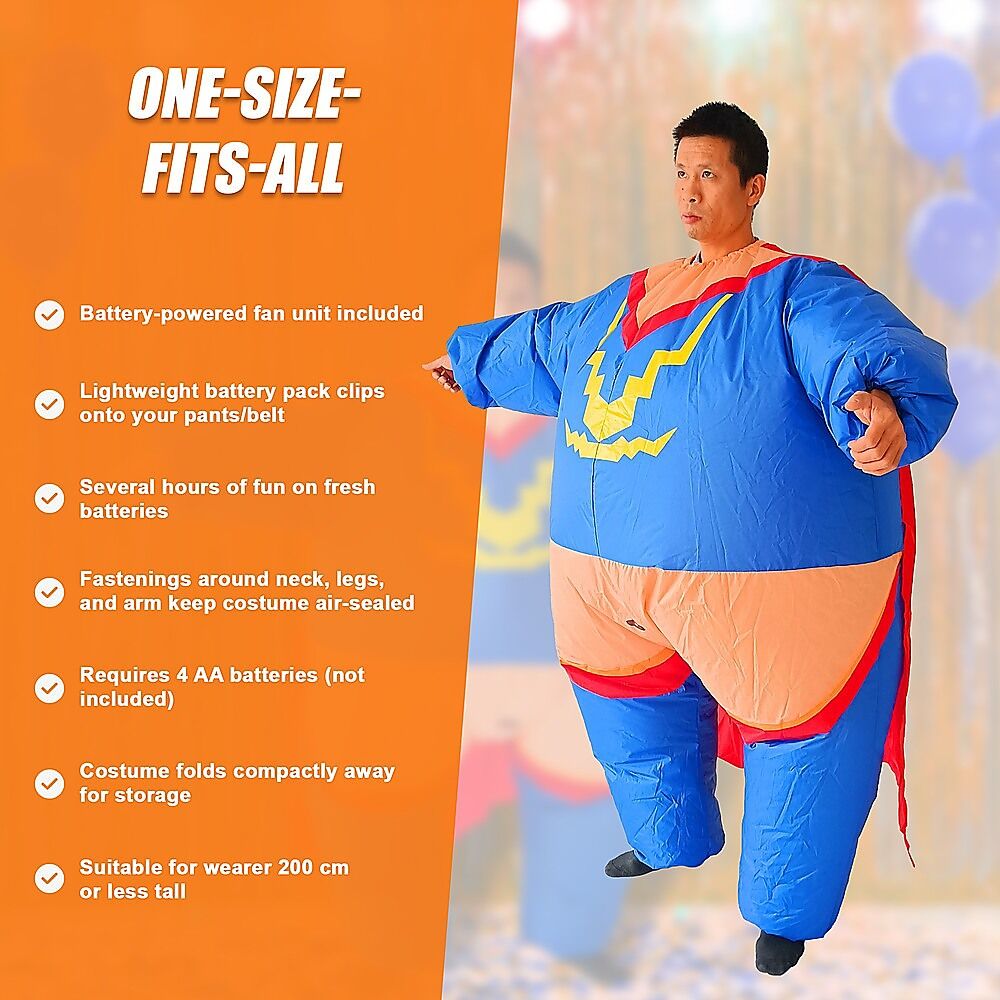 Super Hero Fancy Dress Inflatable Suit - Fan Operated Costume Price