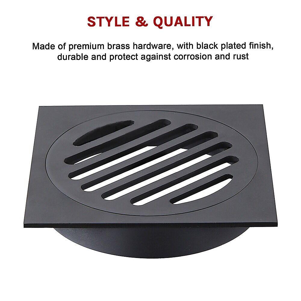 Square Black Floor Grate Drain 110 mm Full Brass Construction Price