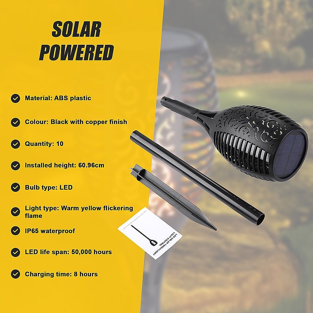 10 Pack Solar Torch Lights 96 LED Flickering Lighting Dancing Flame Garden Lamp Price